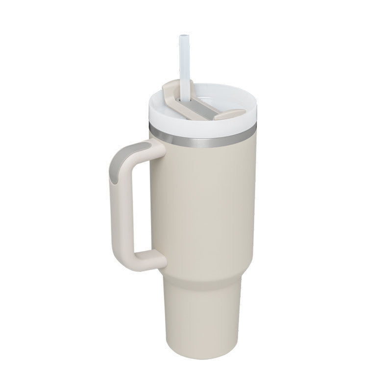 Stainless Steel Spill Proof Tumbler With Insulated Handle Straw