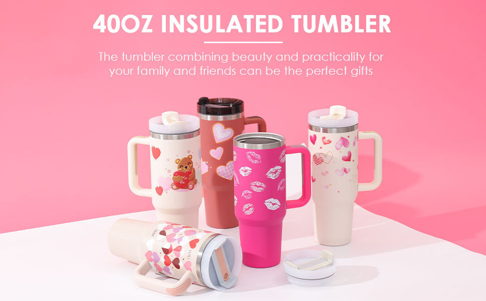 Stainless Steel Spill Proof Tumbler With Insulated Handle Straw