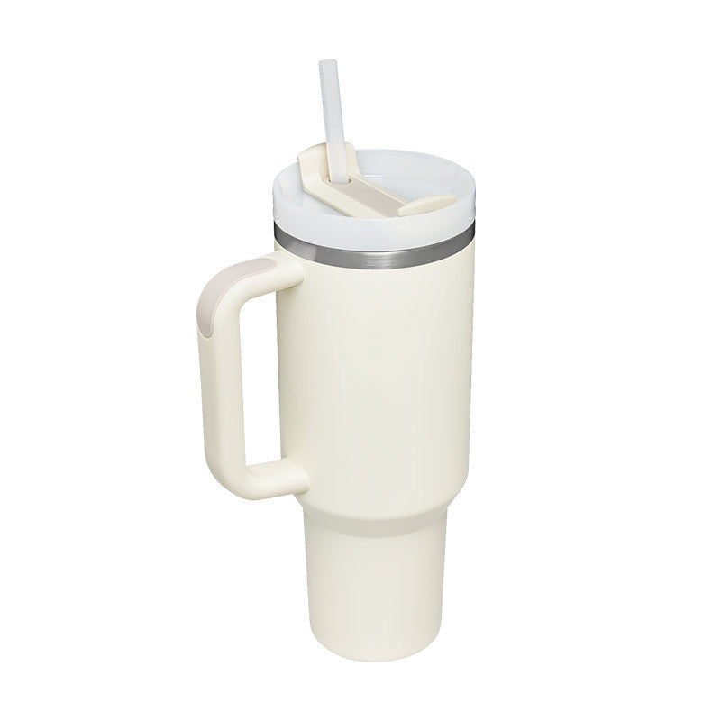 Stainless Steel Spill Proof Tumbler With Insulated Handle Straw