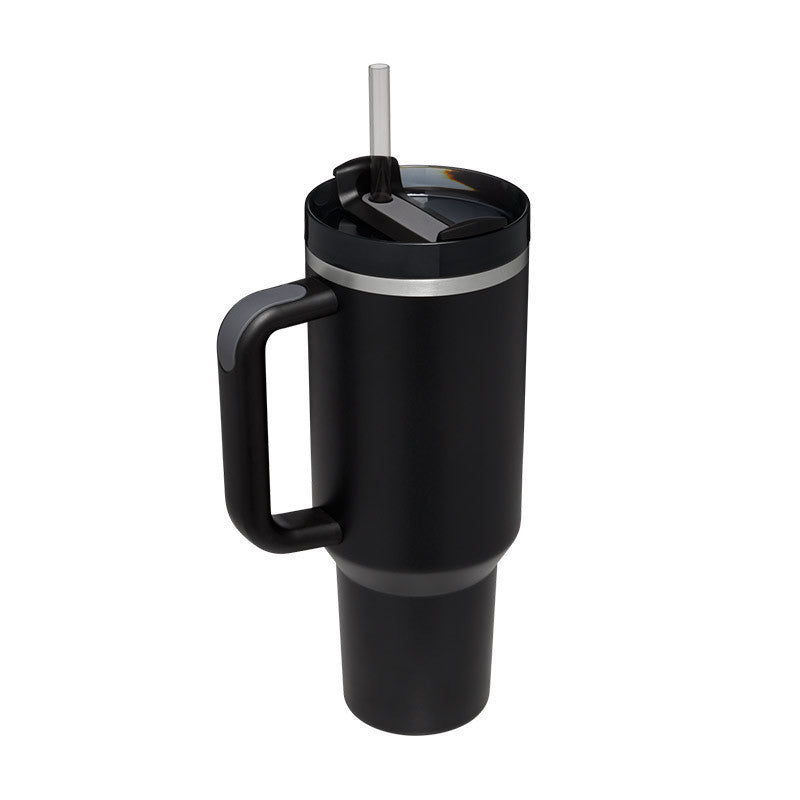Stainless Steel Spill Proof Tumbler With Insulated Handle Straw