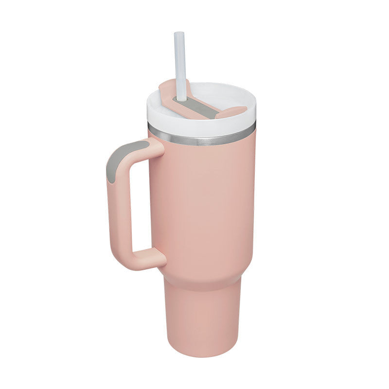 Stainless Steel Spill Proof Tumbler With Insulated Handle Straw