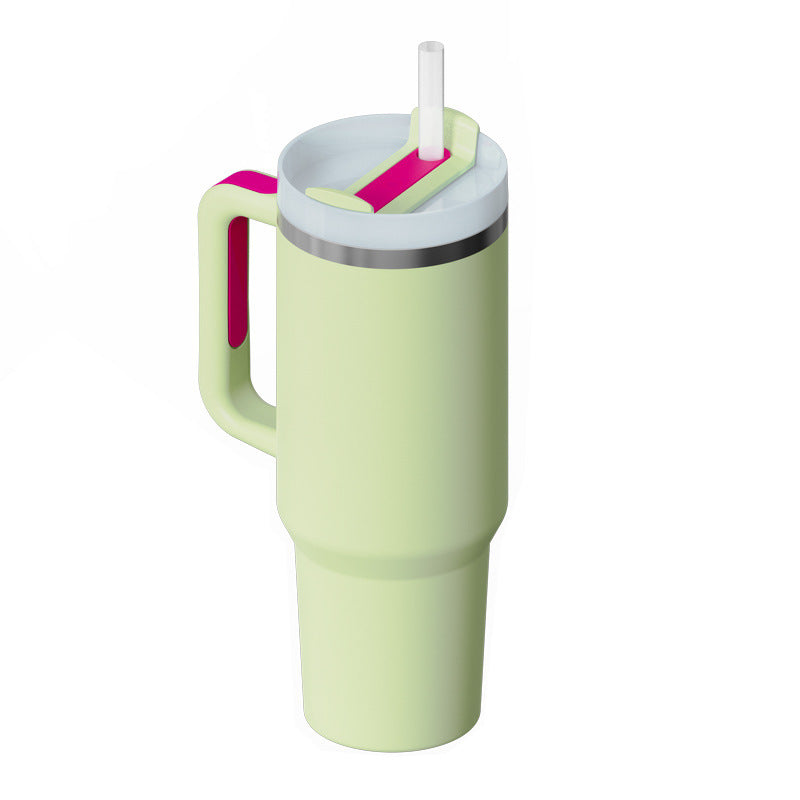 Stainless Steel Spill Proof Tumbler With Insulated Handle Straw