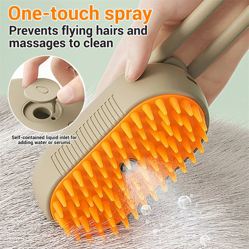 Steam Spray Pet Brush – Groom, Detangle, Massage