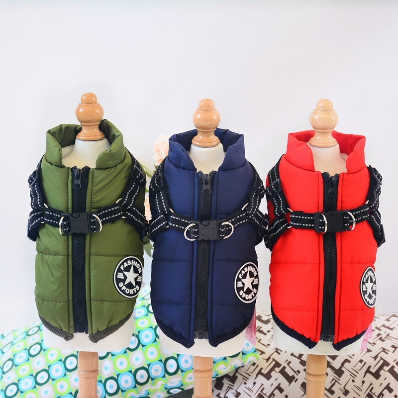 Warm & Waterproof Pet Jacket with Harness
