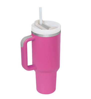 Stainless Steel Spill Proof Tumbler With Insulated Handle Straw
