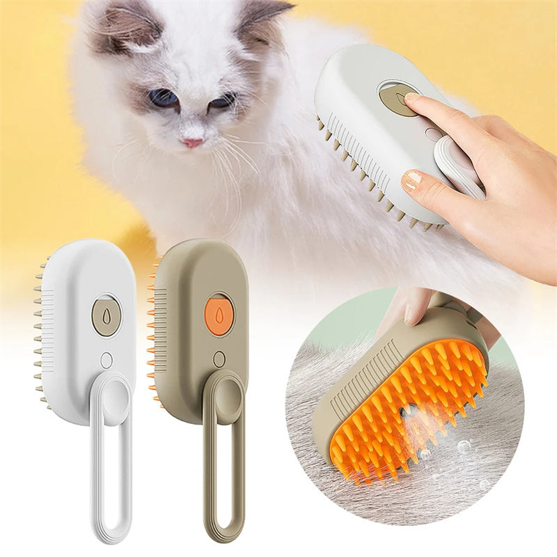 Steam Spray Pet Brush – Groom, Detangle, Massage