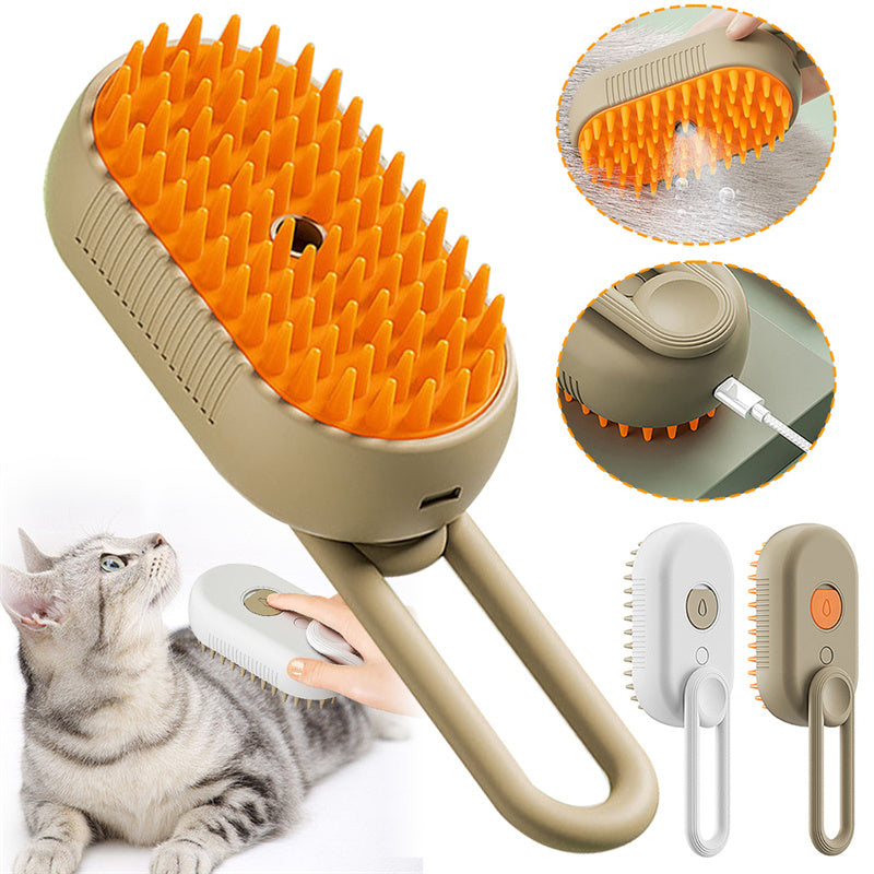 Steam Spray Pet Brush – Groom, Detangle, Massage