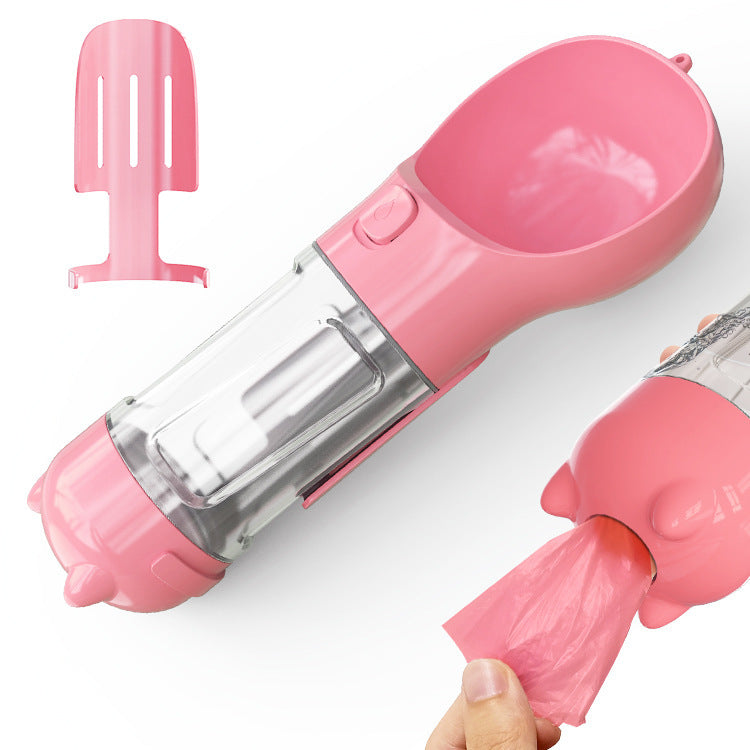 All-in-One Portable Pet Dispenser: Drink, Food, Waste, Play