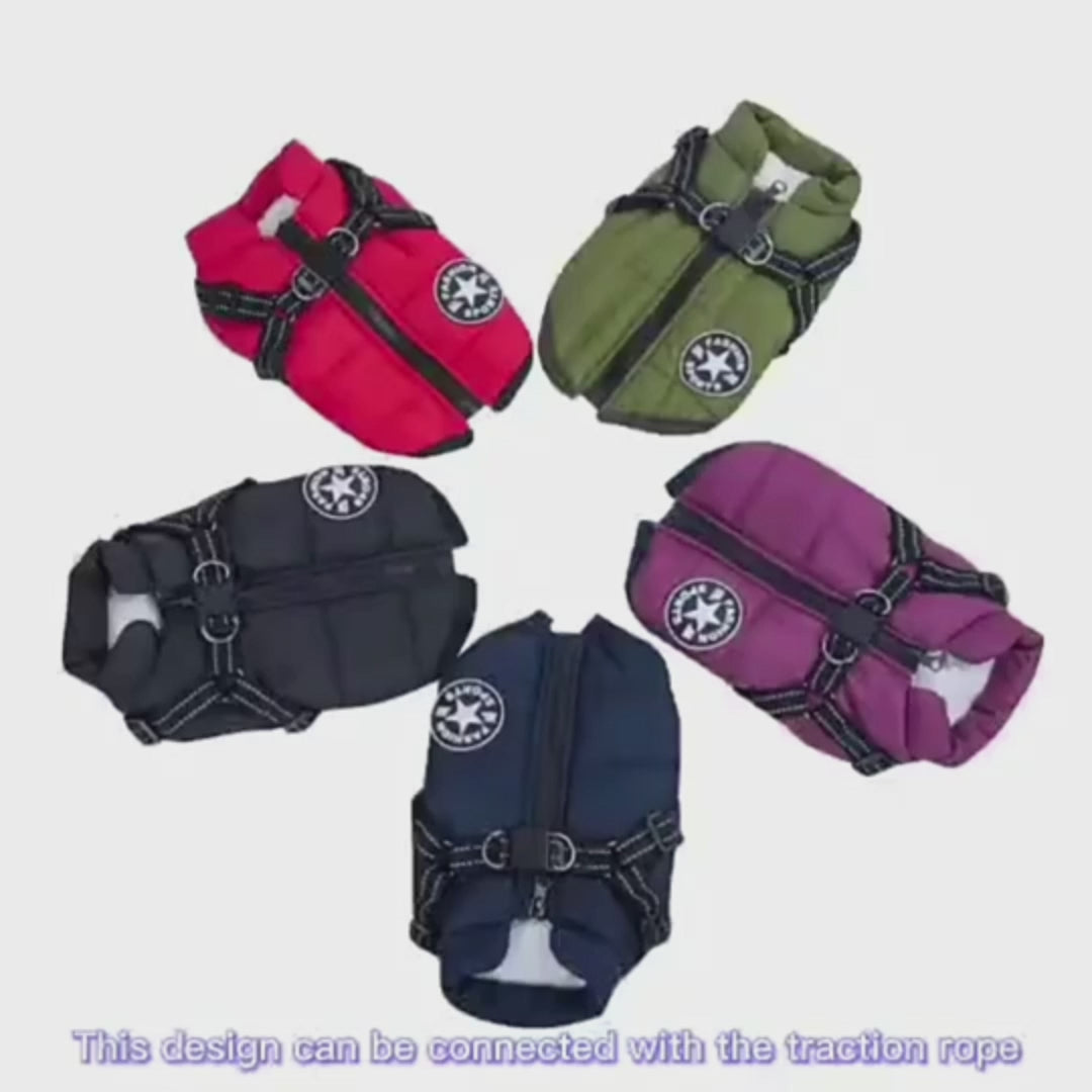 Warm & Waterproof Pet Jacket with Harness